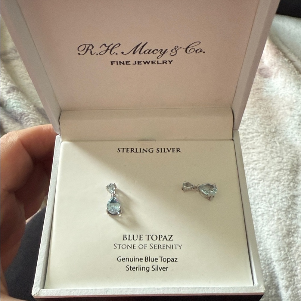 Macy's Sterling Silver Earrings with Blue Topaz